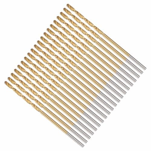 Image of CoCud 1.6mm Drill Bit, 1/16" Cutting Diameter, 4341 HSS Jobber Bits TiN Coated 118° Cutting Angle - (Applications: for Drilling Soft Metal Plastic Wood), 20-Pieces