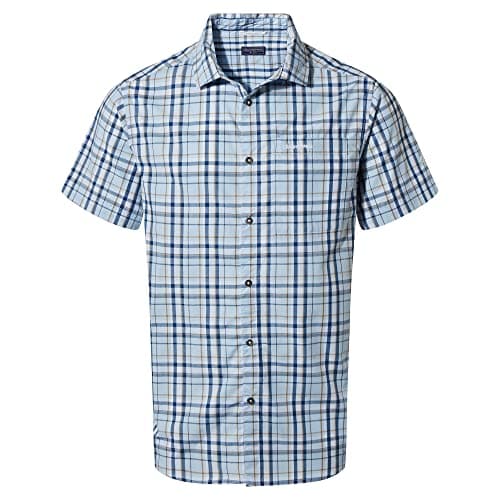 Image of Craghoppers Men's 'Vernon Men's Short-sleeved Hiking Shirt, Harbour Blue Check, L UK