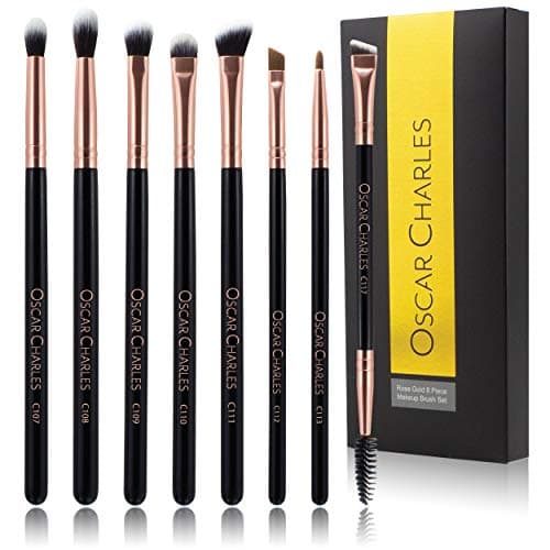 Image of Oscar Charles 8-Piece Professional Eye Makeup Brush Set with Soft Blending Brushes, Eyeshadow Brushes, and Eyebrow Brushes - Rose Gold