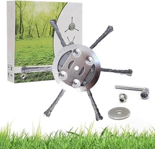 Image of LENGAIJIN 2025 New Steel Wire Grass Trimmer Head, 6 Inch Steel Wire Brush Cutter Trimmer Head for 5mm(0.2inch) Bore Weed Eater, Steel Wire Weed Trimmer Head with Screw Kit (6 Blade+Nuts Kits)
