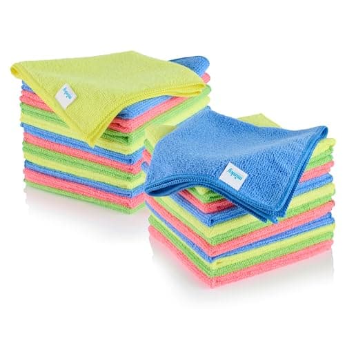 Image of Minky Microfibre Multi-Pack Bundle - Microfibre Cloth Set of 24, Multipurpose Duster, Reusable Home Essentials, Multiuse Cleaning Products, Lint Free, 4 Colours, Soft Cleaning Cloths (24)