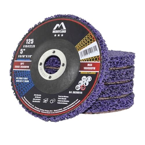 Image of Merryland Strip Disc 125 Paint Rust for Angle Grinder, 125mm Purple Removal Disc 5 Pieces, Strip Wheel Stripping Wheel Cleaning Disc INOX Stainless Steel Iron Universal 5 inch, Bravo-Line SB208114-05