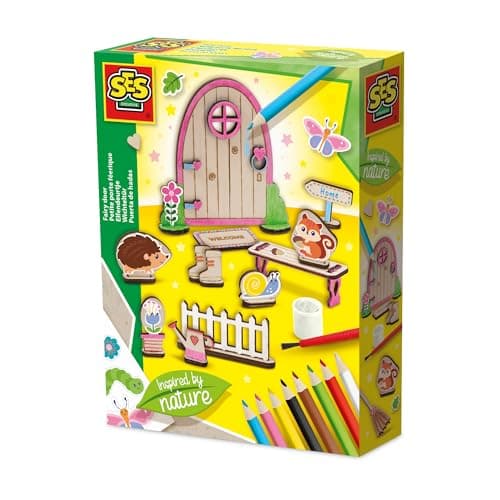 Image of SES Creative 14038 Fairy Door - Inspired by Nature - Creative Craft Kit for Kids Aged 5+ - Includes Wooden Mini Door and Accessories for Easy Assembly