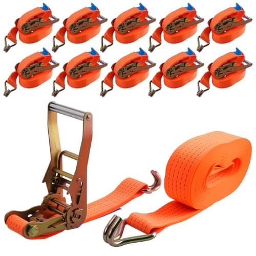 Image of maXpeedingrods 10×Heavy Duty Ratchet Strap 8m 5T 50mm Tie Down J Hooks Trailer Car Lorry