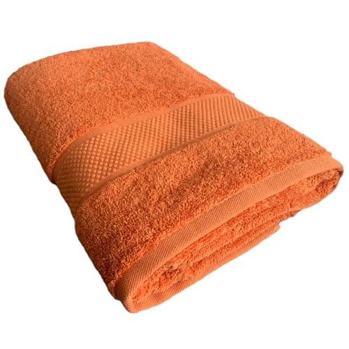 Image of Sue Rossi Towels 100% Turkish Combed Organic Cotton, 600gsm Thick, Plush Soft & Highly Absorbent, Quick Dry Home Or Hotel Quality Bathroom Towel (Orange, Bath Towel)