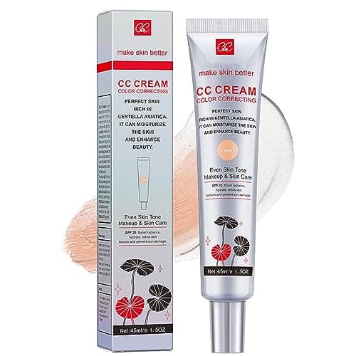 Image of CC Cream with Centella Asiatica - Lightweight Color Correcting Skin Perfector, Full Coverage Tinted Moisturiser, Invisible Pores Face Concealer Makeup with SPF 25
