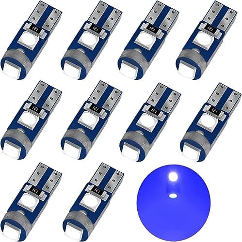 Image of YOUNLEN 10PCS T5 W3W 2721 27 37 286 PC74 LED Bulb 12V 20LM 0.5W 3SMD 3030 Chips Car Interior Lighting Dashboard Car Instrument Lamp Replacement (Blue)