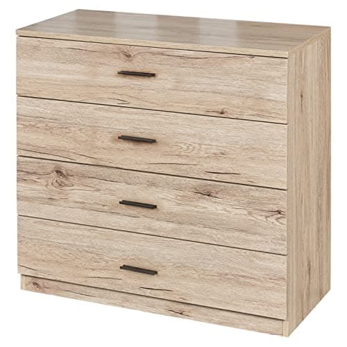 Image of URBNLIVING Oak Wooden Bedroom Furniture Cabinet Chest of Drawers Dressing Table Wardrobe - 4 Draw Cabinet