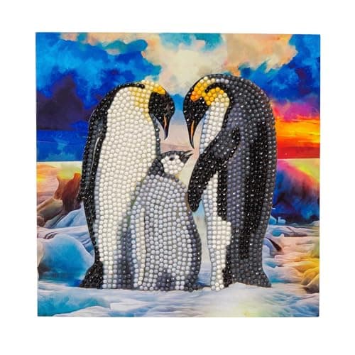 Image of CRYSTAL ART Penguin Family Card 18x18cm