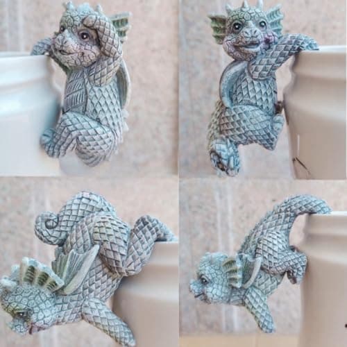 Image of PEIQICHU Set 4 Cute Dragon Plants Pot Hanger Resin Statue Flower Pot Planter Hanging Decorative Dragons Sculptures Outdoor Garden Lawn Ornaments Home Office Halloween Decoration