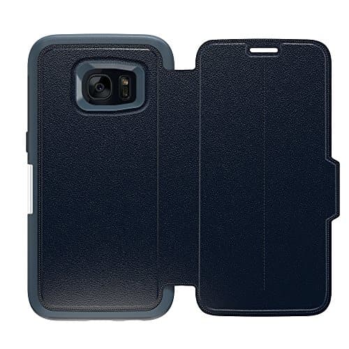 Image of OtterBox Strada Series Leather Wallet Case for Samsung Galaxy S7 - Retail Packaging - Tempest Night (Tempest Blue/Navy Blue Leather)