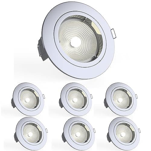 Image of National Lighting Recessed Lighting - Mains Powered LED Spot Lights Downlights for Ceiling - IP20 Rated GU10 Fitting for Halogen or LED - Chrome Finish, Fixed Version – Pack of 6