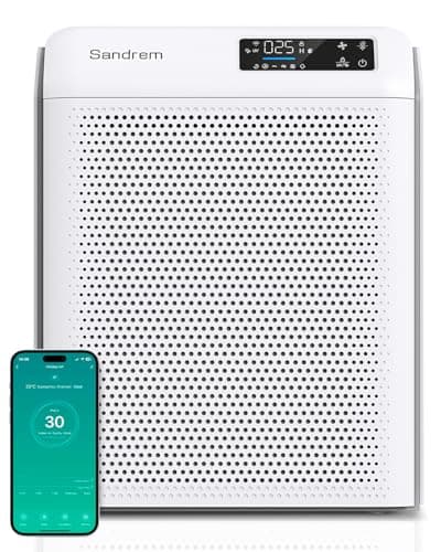 Image of Smart Air Purifier for Home & Bedroom, CADR 300m³/h Large Room up to 1220 sq ft, H13 HEPA 3-Stage Filter Removes 99.97% Dust Pollen Pet Dander Smoke, APP Control Air Cleaner with UV-C & Ioniser