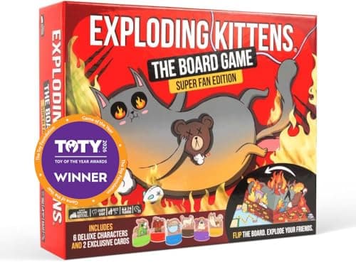 Image of Exploding Kittens: Board Game - The SuperFan Edition - The First Board Game - Action Packed Party Game - 2-6 Players Aged 7+ - Great For Adults, Teens, Collectors, Kids