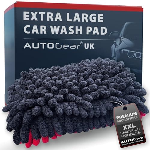 Image of AutoGear NEW Jumbo Car Wash Mitt – Premium Chenille Microfibre Wash Mitt for Car Washing, Safe Scratch-Free Cleaning for Cars, Vans & Bikes Double-Sided Machine Washable UK Brand