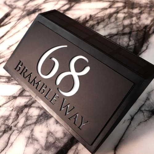 Image of K Smart Sign | LaLuce LED F2728 | House Plaques With Back Lit Illuminated Numbers House Signs Door Number For Wall With Light Name Plaques For Outside (A4 - BLACK CLASSIC)