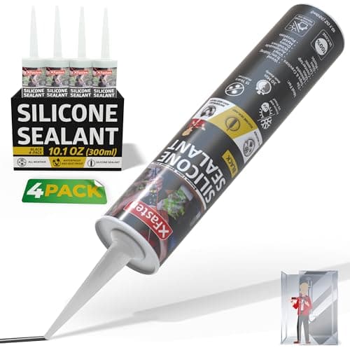 Image of XFasten Silicone Sealant Waterproof Black Cartridge, 10.1 oz (4-Pack) Black Caulking Silicone Adhesive Sealant Cartridge for RV, General Use, Window, Door, Glass, Automotive Leak Sealing