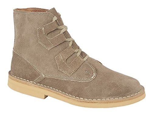 Image of Roamers Suede Ghillie-Tie Desert Boots In Taupe. Real Suede Uppers, Lightweight Sole. Sizes 6-12UK