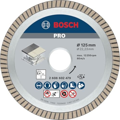 Image of Bosch 1x PRO Ceramic Extra Clean Turbo Diamond Cutting Disc for Bore 22.23 and Small Angle Grinders (for Marble, Hard tiles, Ø 125 mm, Professional Accessory Small Angle Grinder, Marble Saws)