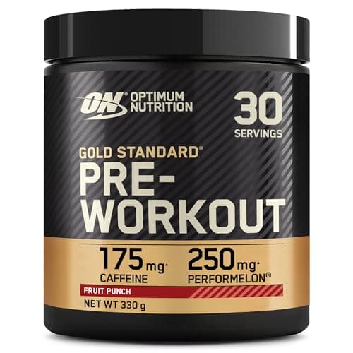 Image of Optimum Nutrition Gold Standard Pre Workout Powder, Energy Drink with Creatine Monohydrate, Beta Alanine, Caffeine and Vitamin B Complex, Nutrition Supplement, Fruit Punch Flavour, 30 Servings, 330 g