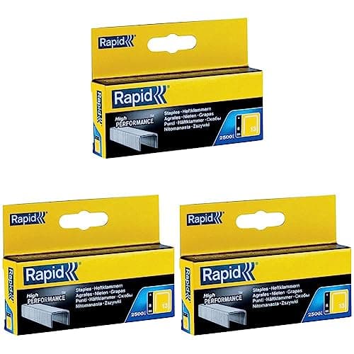 Image of Rapid High-Performance Staples for Textiles, Finewire No. 13, Leg Length 4mm, Staple Gun Staples, Galvanised Steel, 2500 Pieces, Boxed (11825725) (Pack of 3)