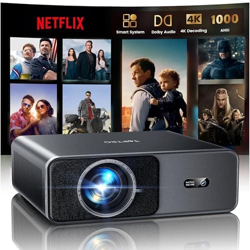 Image of Projector 4K, 1000ANSI Home Cinema Projectors Built in APP, 20W Dolby Audio, TOPTRO FHD 1080P Portable Smart Projector with Auto Focus/Keystone, WiFi 6 Bluetooth Low noise Video Projector for Bedroom