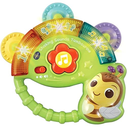 Image of VTech Baby Shaking Sounds Tambourine, Sensory Toy with Lights, Music, Colours, Interactive Gift for Boys & Girls 3, 6, 9, 12, 24 months, English Version