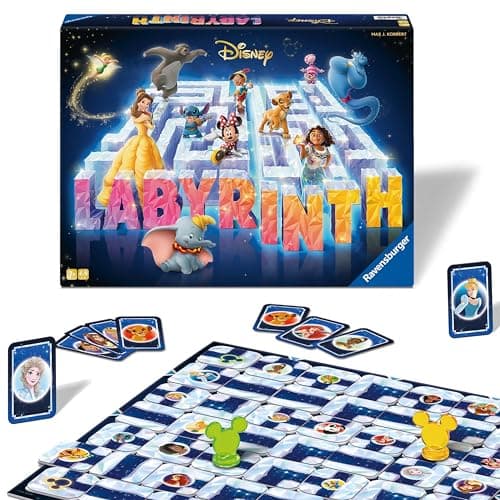 Image of Ravensburger Disney Labyrinth 100th Anniversary Edition Moving Maze Family Board Game for Kids & Adults Age 7+ | Strategy Game for 2–4 Players | Magical Disney Gift