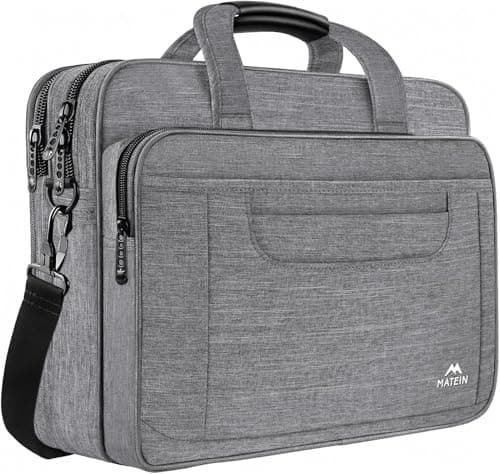 Image of MATEIN Laptop bag, 15.6 inch Multifuntional Business Computer Laptop Case, Unisex Spacious Laptop Sleeve Shoulder Messenger Bag for Women and Men, Universal Nylon Briefcase Bag for Notebook - Gery