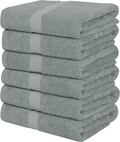 Image of Utopia Towels - 6 Pack Bath Towel Set, 100% Ring Spun Cotton (60 x 120 CM) Medium Lightweight and Highly Absorbent Quick Drying Towels, Premium Towels for Hotel, Spa and Bathroom (Cool Grey)