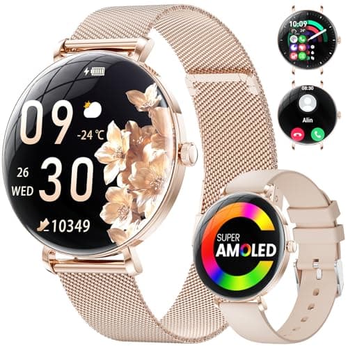 Image of LIGE Smart Watch for Women Answer/Make Calls,1.43" AMOLED Ultra-thin Female Smartwatch with 100+Sports Modes Heart Rate Sleep Monitor, IP68 Waterproof Ladies Smartwatch for Android iOS Rose Gold