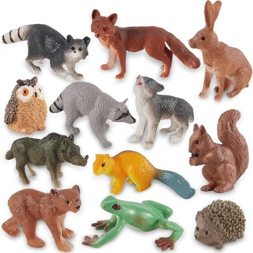 Image of TOEY PLAY Animals Figures for Kids, Forest Animal Toys, Miniature Wild Zoo Animals Playset, Woodland Creatures, Squirrel, Rabbit Toys for Boys Girls 3 4 5 6