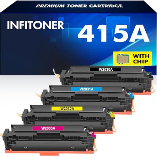 Image of With Chip 415A 415X Compatible for HP 415A Multipack Color LaserJet Pro MFP M479FDW Toner M479FNW M479FDN M479DW M454DN M454DW M479 W2030A W2030X W2031A W2032A W2033A 4-Pack Black Cyan Yellow Magenta