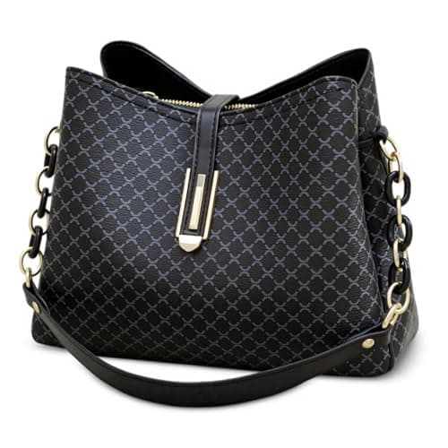 Image of FORRICA Shoulder Bag Women Handbag Retro Crossbody Bag Ladies Cross Body PU Leather with 3 Large Pockets for Work Dating Shopping Black