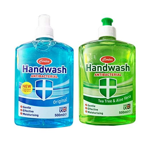 Image of Certex Antibacterial Hand Wash 2 x 500ml Original and Tea Tree & Aloe Vera. Anti Bac Made in the UK for Clean Hands