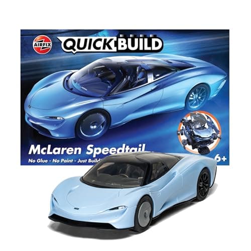Image of Airfix QUICKBUILD Model Car Kit - McLaren Speedtail Blue Car Building Kit for Kids 6+, Construction Toys for Boys & Girls, No Glue Model Making - Classic Car Gifts Plastic Model Kits