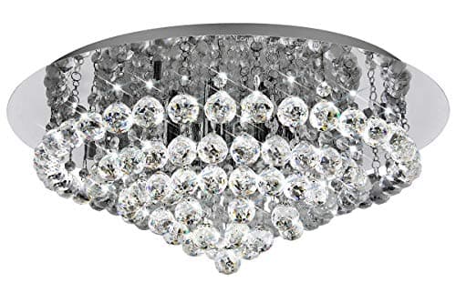 Image of Modern Decor Round Crystal Chandelier Ceiling Light 106 Droplets 8 Lamp Holder Reflective Silver Base M0064