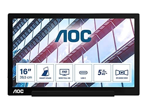 Image of AOC i1601P - 16 Inch Portable monitor, FHD, USB-C, 60Hz, Smart Cover, Auto Pivoit, Ultra Light