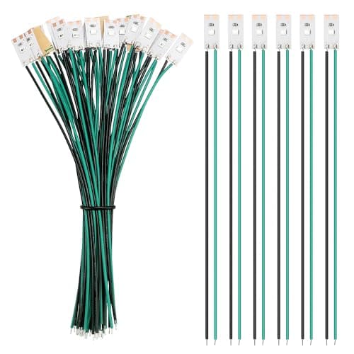 Image of YIXISI 25 PCS 17mm Prewired Strip LED, 12V - 18V LED Strip Light, 2835 SMD LED Light, Green