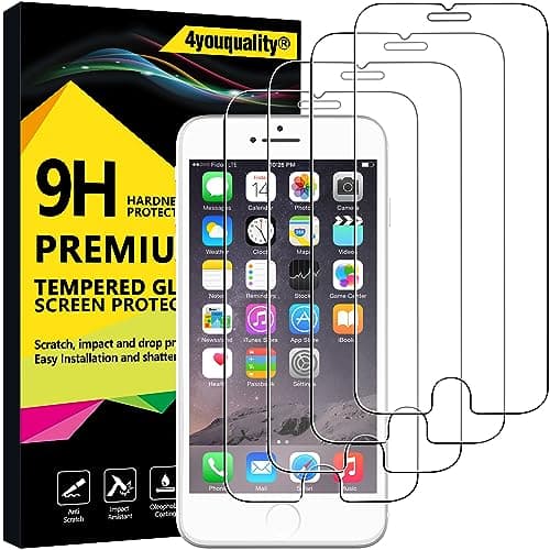 Image of 4youquality [4-Pack Screen Protector for iPhone 6 & iPhone 6S, (4.7Inch), Premium Tempered Glass Film [LifetimeSupport][Scratch-Resistant][Anti-Shatter]
