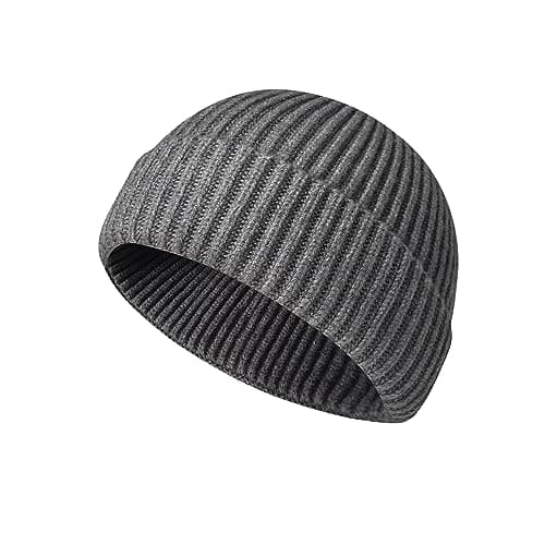 Image of Beanie Hat Men - Fisherman Beanie Trawler Beanie Knitted Cuffed Winter Warm Hat Skullcap Gifts for Men UK (UK, Alpha, One Size, Grey)