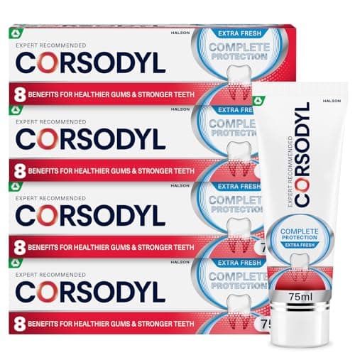 Image of Corsodyl Complete Protection Toothpaste, Extra Fresh, Gum care, Fluoride toothpaste, 4x75ml