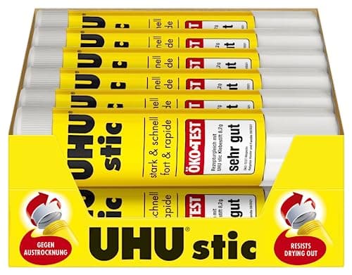 Image of UHU Stic Glue Stick Solid Washable Non-toxic 21g Ref 45611 [Pack of 12]