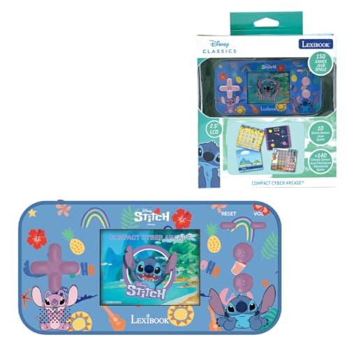 Image of Lexibook - Disney Stitch - Compact Portable Cyber Arcade Console, 150 Games, LCD colour screen, Battery-powered, JL2367DLXB