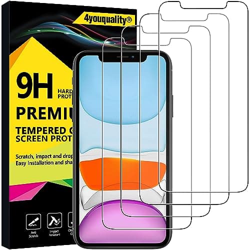 Image of 4youquality [4-Pack Screen Protector for iPhone 11 and iPhone XR 6.1-Inch, Tempered Glass Film, [LifetimeSupport][Anti-Scratch][Anti-Shatter]