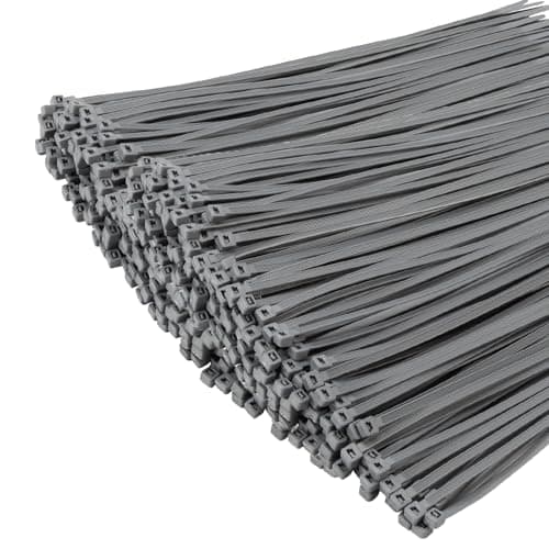 Image of XINGO Silver Cable Ties Pack of 1000, 300mm x 4.8mm, Premium Nylon Durable Zip Ties, Self-Locking UV Resistant Nylon Plastic Wire Ties for Indoor and Outdoor