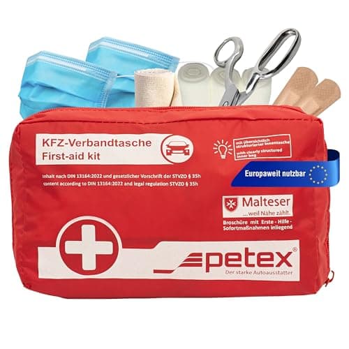 Image of PETEX 43930012 First Aid Bag Contents According to DIN 13164, Red