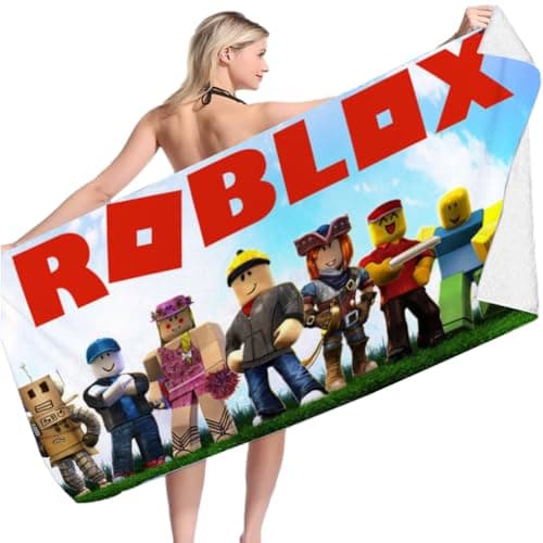 Image of LGQHCE Robllox Beach Towel,Robot Bath Towel Kids Pool Towel Printed Children's Bath Sheets Camping Towels Super Soft Absorbent Durability Beach Blanket Pool Travel Swimming Bath Shower Towel