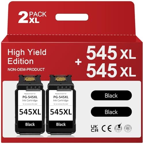 Image of 545 Black Ink Cartridge Remanufactured for Canon 545 Ink Cartridge, PG-545XL Black for Pixma TS3150 TS3350 TS3355 TS3100 TR4550 TR4551 iP2850 MX495 MG2950 MG3050 Printer (2 Pack)