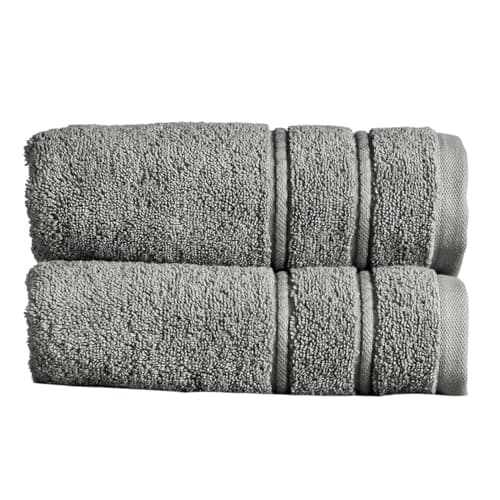 Image of Christy Antalya Hand Towels | Set of 2 | 100% Turkish Cotton | 600GSM | Soft Plush Luxury Towel Set | 50cm x 90cm | Quick Dry | Storm Grey
